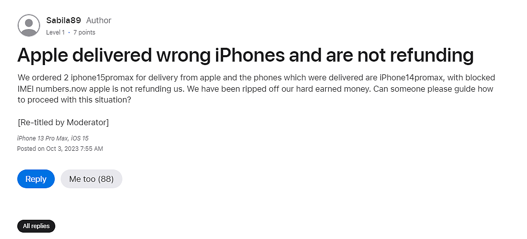 英国 iPhone 用户诉苦：官网订购，15 变 14 / SE 且不支持退款 - 3