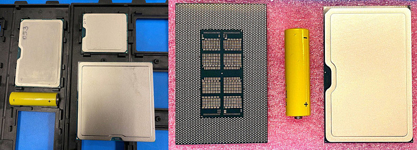 Xe-HP 三种尺寸的显卡芯片实拍，封装类似GPU
