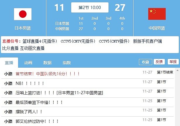 周琦8+8！中国男篮首节结束以27-11领先日本男篮 - 1