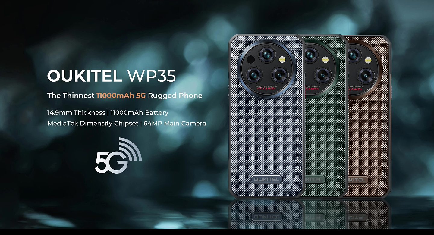 OUKITEL WP35 三防手机发布：厚度仅 14.9mm，内置 11000mAh 电池 - 1