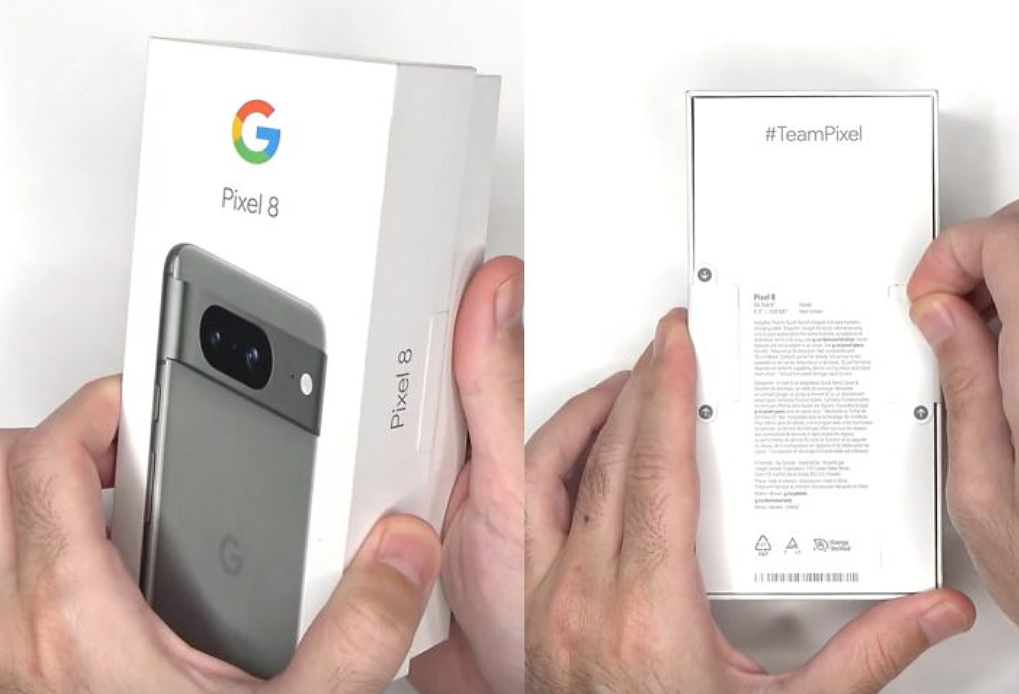 谷歌 Pixel 8 手机首个开箱视频曝光：“防爆盾”造型双摄、双 C 口数据线 - 1