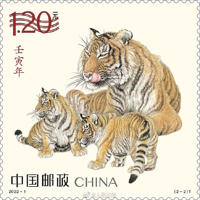 虎年生肖邮票正式亮相：虎妈妈带着两只小虎很温馨 - 2