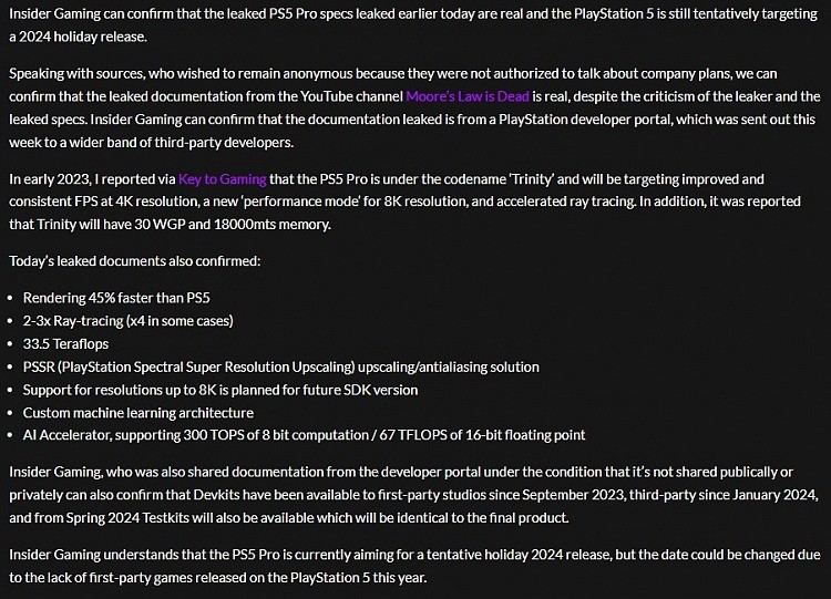 外媒确认PS5 Pro爆料内容属实 暂定今年圣诞假期发售 - 2