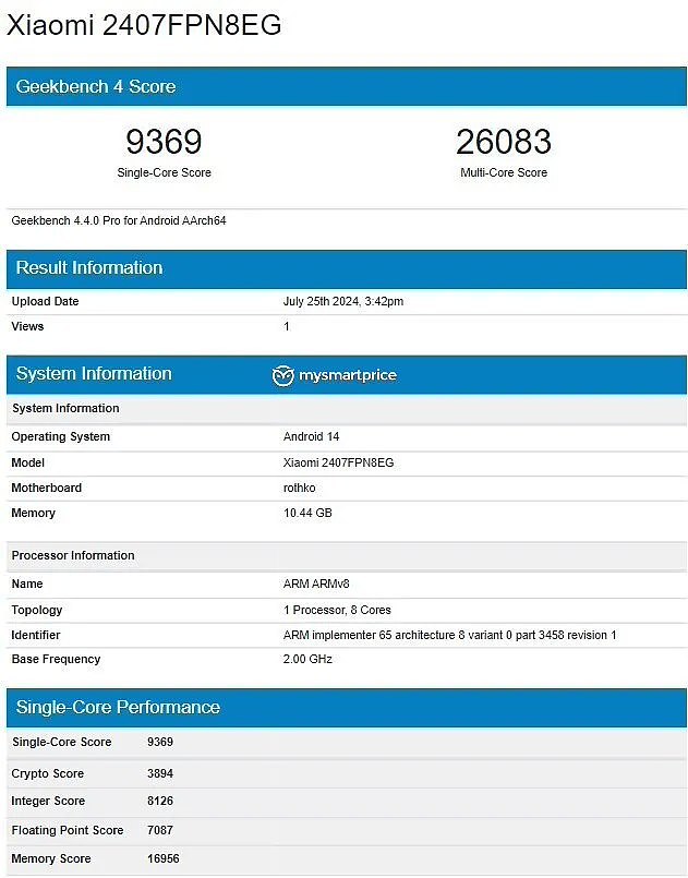 小米 14T Pro 现身 Geekbench，搭载联发科天玑 9300+ - 1