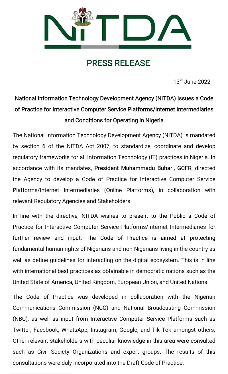 尼日利亚发布新草案 计划加强对互联网公司的监管 - 1