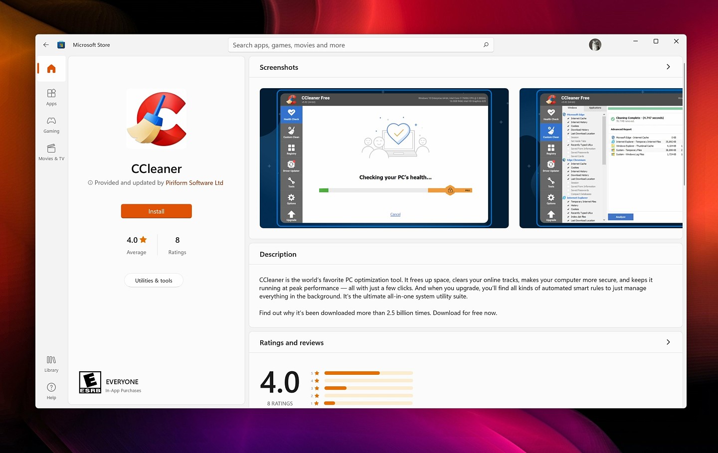 清理工具CCleaner现在已可在Windows 11微软商店中获取到 - 1