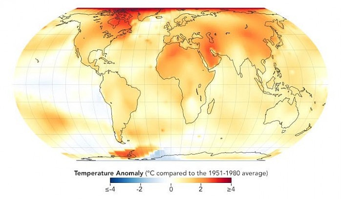 NASA和NOAA独立分析显示去年是有记录以来第六个最温暖的年份 - 1