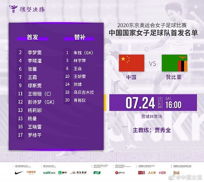 中国女足vs赞比亚女足首发：王霜、杨曼出战，吴海燕继续因伤缺阵 - 1
