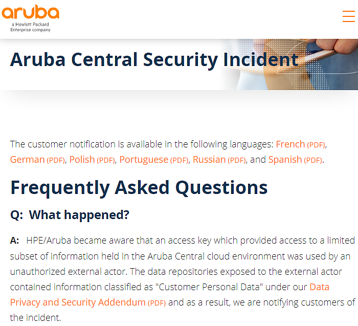 私钥失窃：慧与证实Aruba Networks客户数据泄露事件 - 1