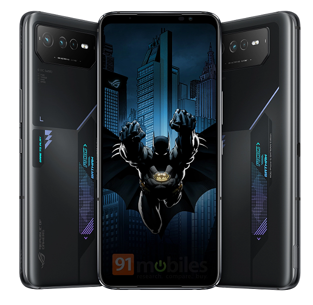 华硕 ROG 6 游戏手机蝙蝠侠定制版渲染图曝光，或与天玑至尊版一同亮相 - 1