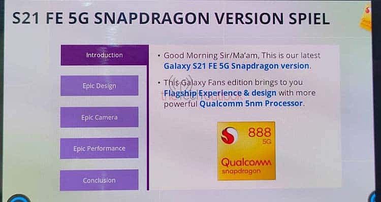 三星印度骁龙 888 版 Galaxy S21 FE 手机培训文档曝光：只有 8GB+256GB 一种组合 - 3