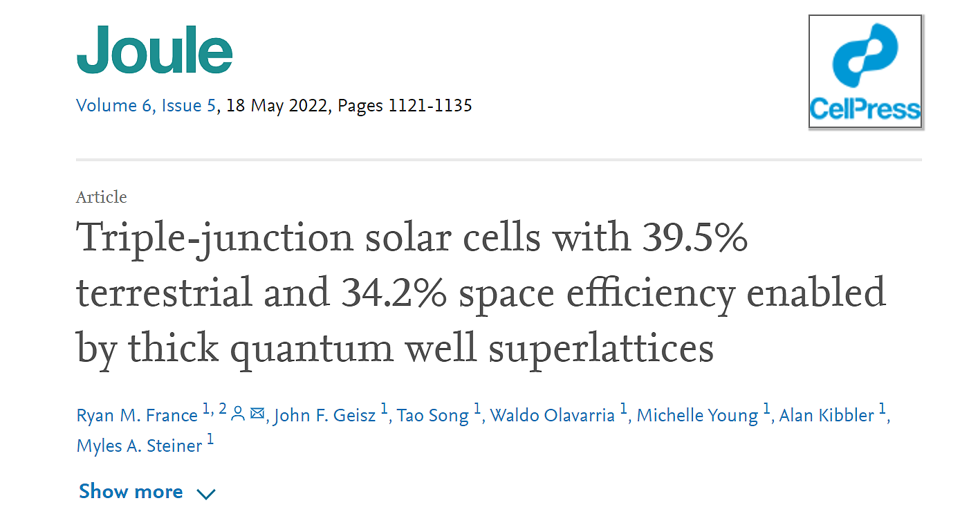 39.5%！量子阱助力三结太阳能电池创造最新世界纪录 - 2