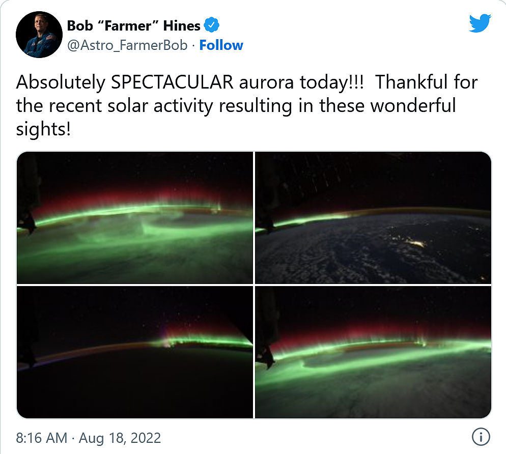 NASA宇航员分享从太空拍摄的壮丽绿色极光景象 - 1