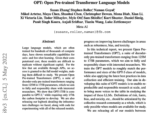Meta AI实验室宣布将开源语言大模型OPT - 3