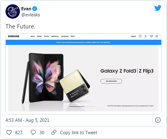 EvLeaks：或只有Galaxy Z Fold 3会迎来新款S Pen手写笔支持 - 1