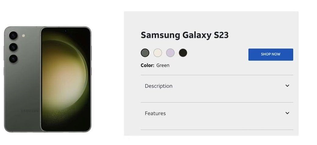 美国电信运营商 AT&T 意外放出三星 Galaxy S23 产品页面 - 1