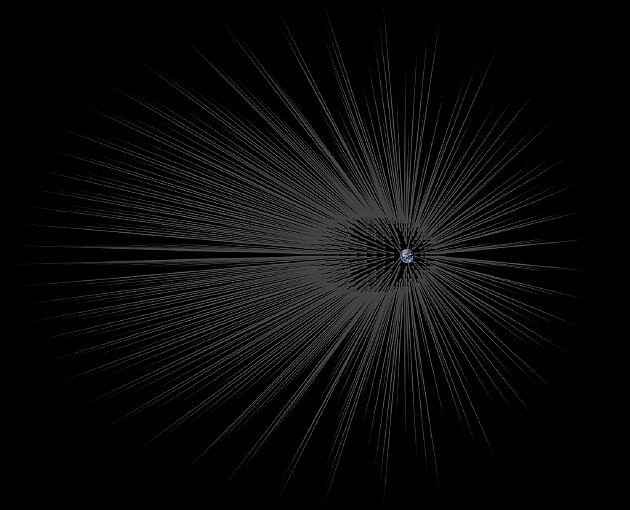 暗物质“毛发”。一些研究人员认为，暗物质以这种“网状”的模式分布在整个宇宙中。