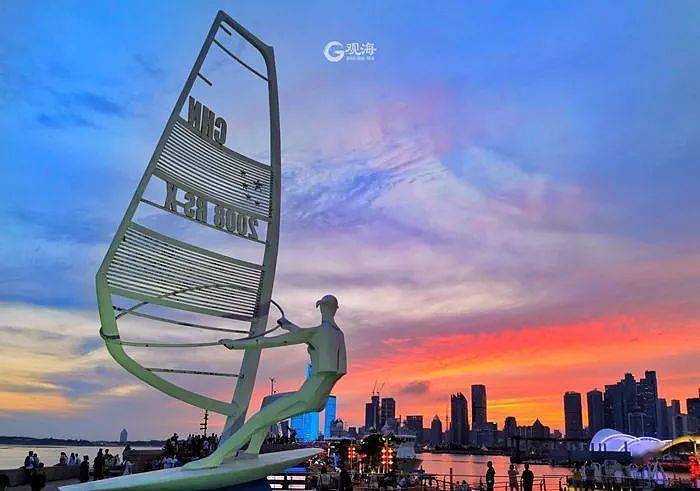 英语新闻｜Splendid sunset glow shines in Qingdao - 2