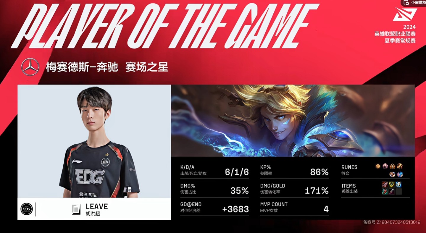 精准大招！Leave伊泽斩获6-1-6 成为EDGvsTT决胜局MVP - 1