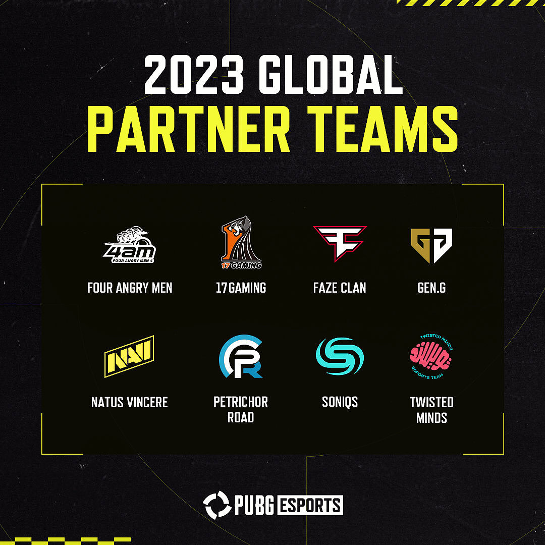 4AM、17、PeRo三支队伍入选《PUBG》2023全球合作俱乐部 - 2