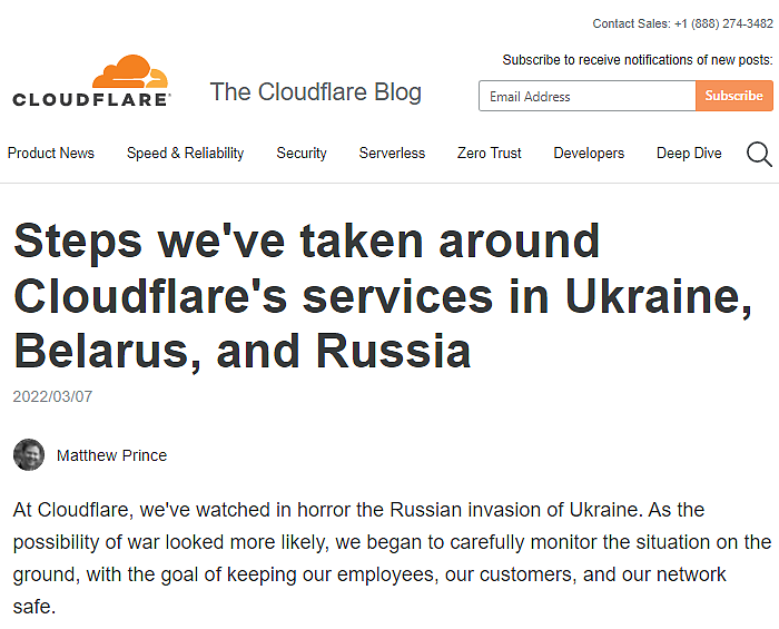 Cloudflare顶住压力 称维持俄境内通信服务比拉闸更有意义 - 1