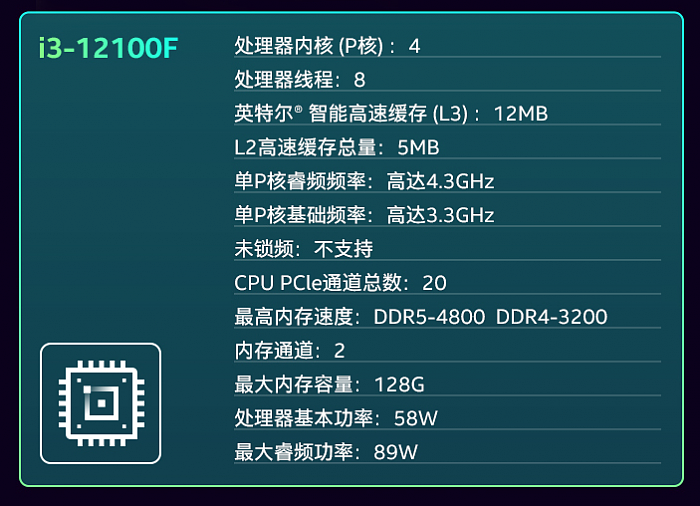12代酷睿i3-12100、i3-12100F同时上架：功耗不超60W - 2