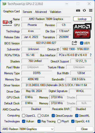 GPU-Z 界面