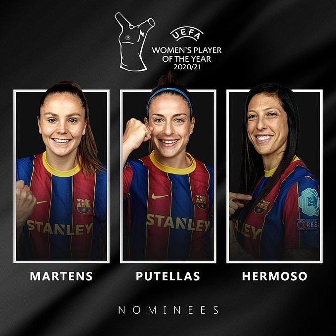 欧足联最佳女足球员、教练员候选名单公布，巴萨包揽女足名额 - 1