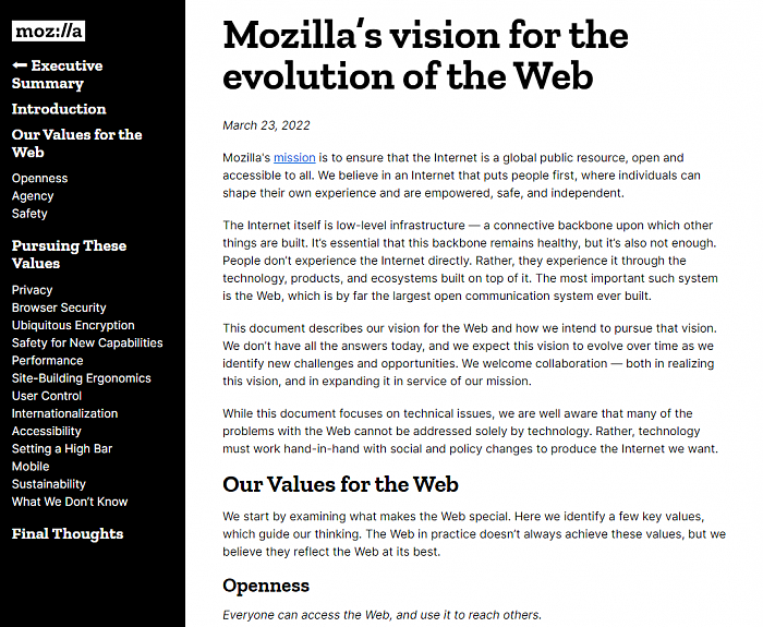 Mozilla再次展望未来网络愿景：Vision For The Evolution of The Web - 1