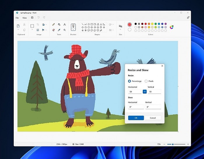 微软画图应用更新：升级“编辑颜色”、“调整大小和倾斜”等对话框 - 2
