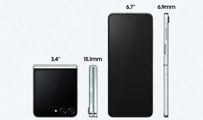 三星 Galaxy Z Flip5 手机宣传图曝光：外屏 3.4 英寸、内屏 6.7 英寸 - 1