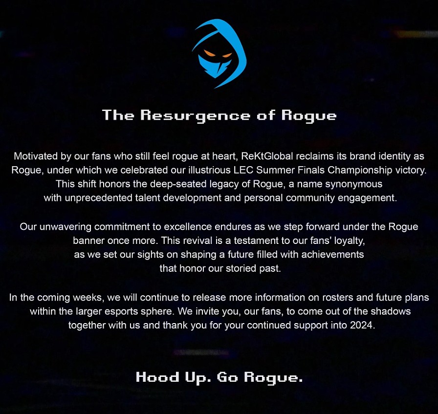 LEC赛区KOI战队官宣：我们将以Rogue这个名字重回LEC联赛 - 2