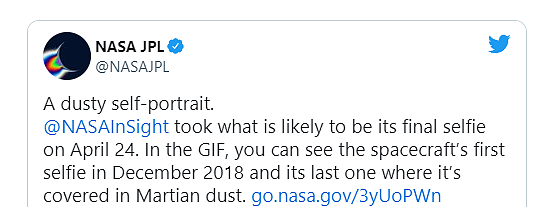 NASA展示布满尘埃的InSight着陆器的“最后一张自拍照” - 2