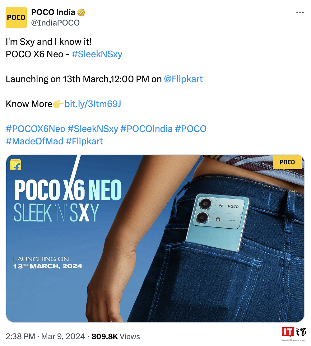 小米 POCO X6 Neo 手机 3 月 13 日海外发布：天玑 6080、6.67 英寸 OLED 屏 - 1