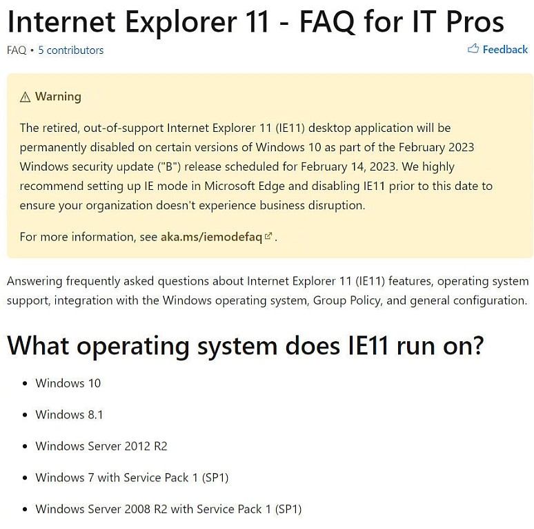 再见！微软宣布：在Windows10中删除并永久禁用IE 11浏览器 - 2
