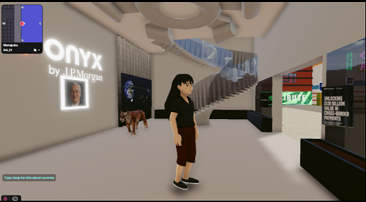 摩根大通在 Decentraland 的 Onyx 虚拟休息室。