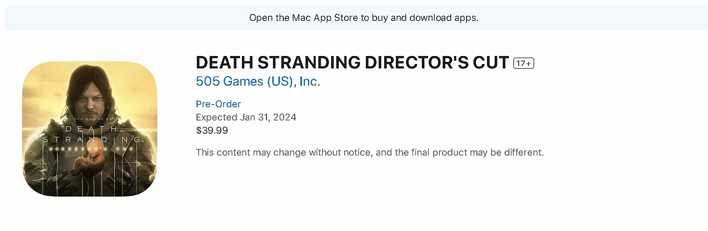 iOS《死亡搁浅·导演剪辑版》延期发售 将在2024年1月底推出 - 2