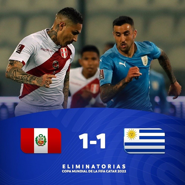乌拉圭世预赛1-1客平秘鲁，目前7轮积9分排名小组第四