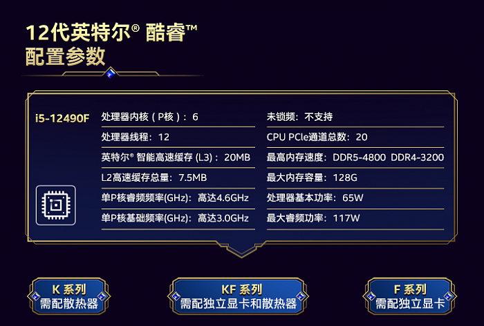 中国特供版游戏神U Intel酷睿i5-12490F降价 到手1349元 - 1