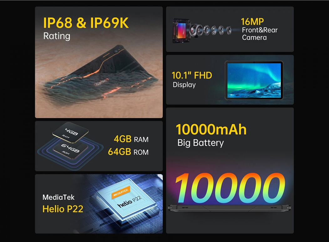 售价约 1278 元，国产厂商 Oukitel RT1 安卓 11 平板电脑发布：10 英寸屏幕，IP68/IP69K 等级防护，10000mAh 电池 - 2