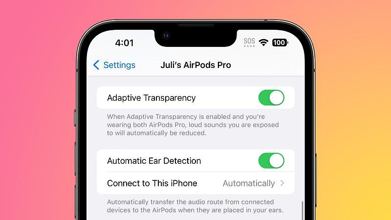 苹果 iOS 16.1 Beta 4 删除初代 AirPods Pro / Max 无线耳机自适应通透模式开关 - 2