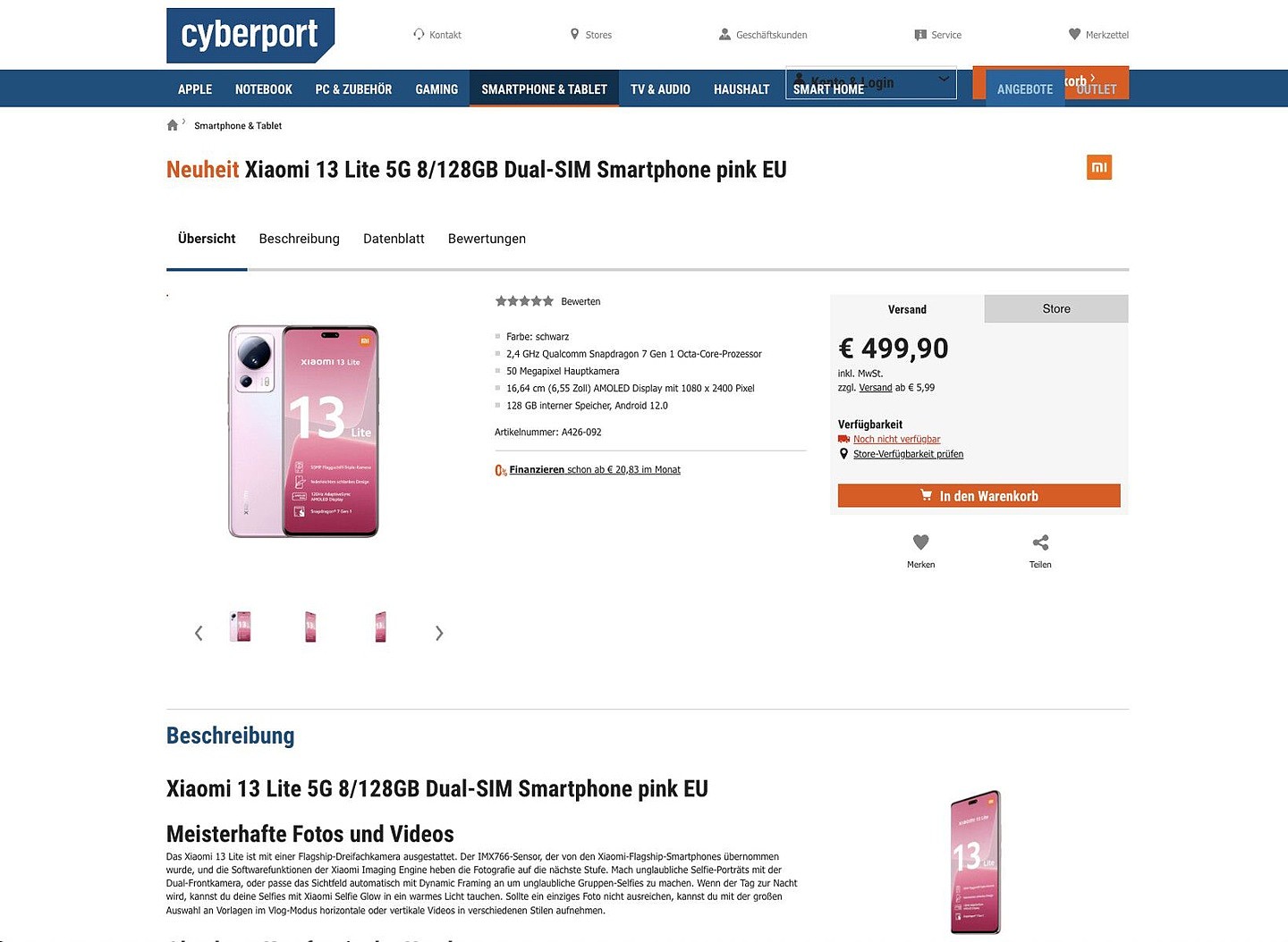 小米 13 Lite 手机欧洲偷跑：骁龙 7 Gen1 芯片 + 4500mAh 电池 + 5000 万主摄 + 6.55 英寸屏幕 - 1