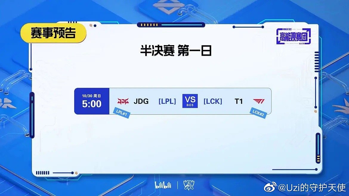 解说预告：Uzi、笑笑、刘青松将在B站二路解说JDG vs T1 - 2