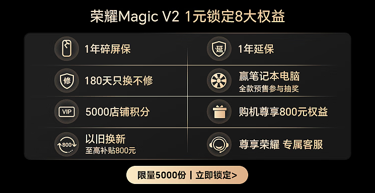 1 年碎屏保 + 1 年延保仅 1 元：荣耀 Magic V2 折叠屏手机京东 8949 元大促 - 1