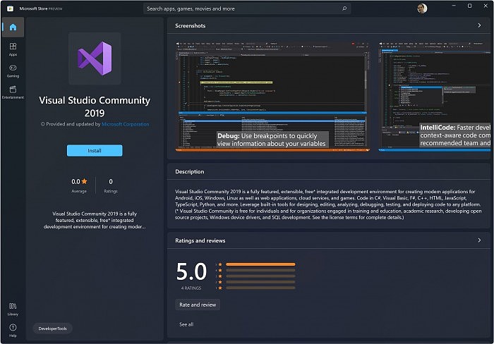 Windows 11应用商店已迎来Visual Studio Community 2019和VS Code - 2