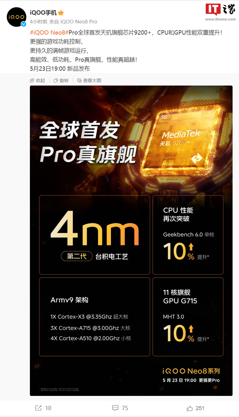 iQOO Neo8 / Pro 系列手机官宣全系搭载 V1+ 自研芯片，支持 144Hz 高帧率 - 2