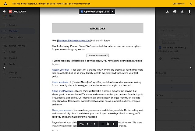 Google Drive开始向用户警告其托管的可疑文件 - 1