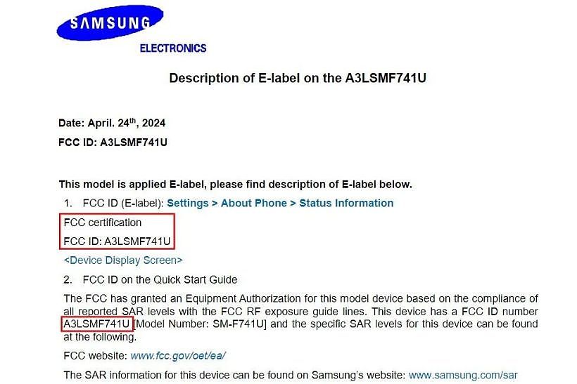 三星 Galaxy Z Flip6 手机通过 FCC 认证，电池容量比前代增加 200mAh - 6