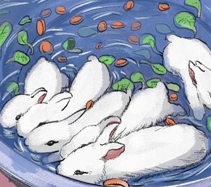 主人给兔子洗澡，顺手在盆里撒了把蔬菜，兔子：你直接起锅烧油吧 - 3