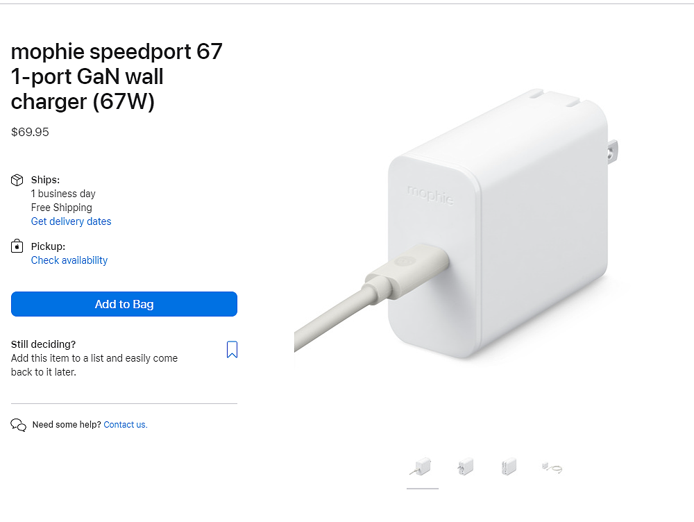 328 元起，苹果官网销售 Mophie 新款 30W / 67W 超紧凑型氮化镓 USB-C 充电器 - 3
